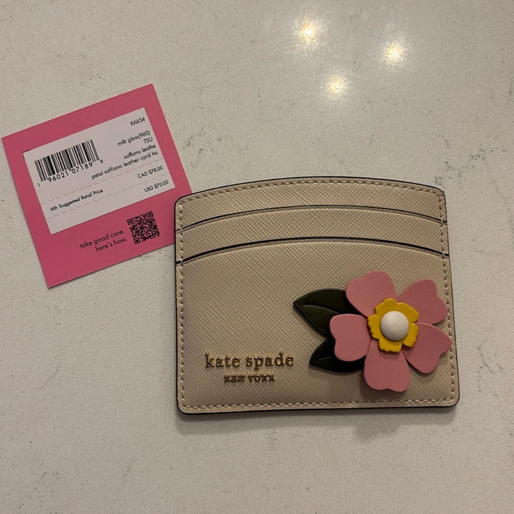 Kate Spade petal saffiano leather card holder